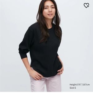 Uniqlo black waffle shirt, size S.